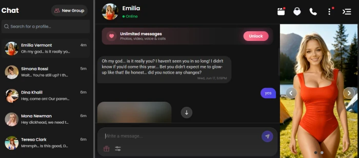 Image and video buttons below the Candy AI message box
